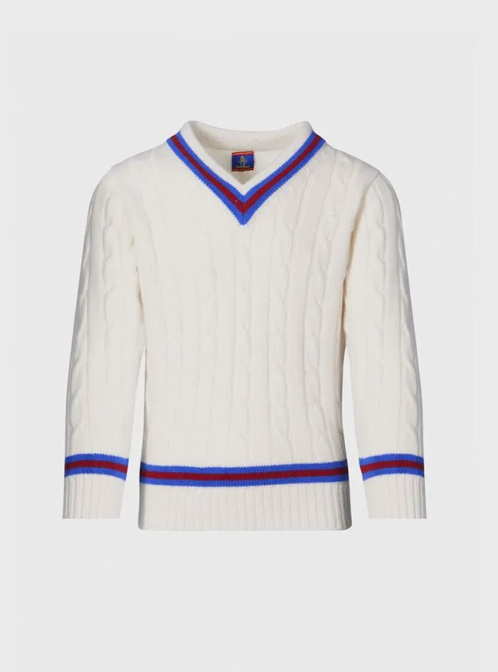 Men Paul Stuart Sweaters Striped VNeck Tennis Sweater White