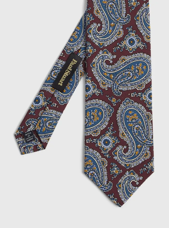 Men Paul Stuart Ties Printed Silk Summer Tossed Pine Tie Red