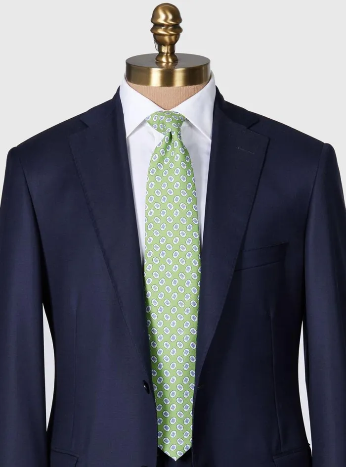 Men Paul Stuart Ties Silk Tossed Oval Print Tie Green