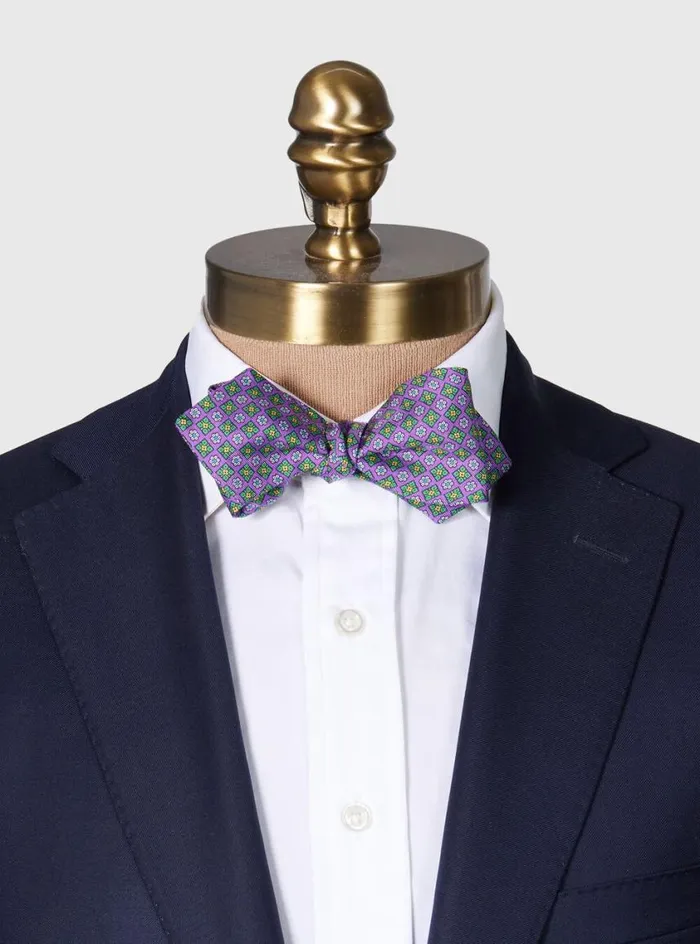 Men Paul Stuart Ties Silk Twill Micro Floral Bow Tie Plum