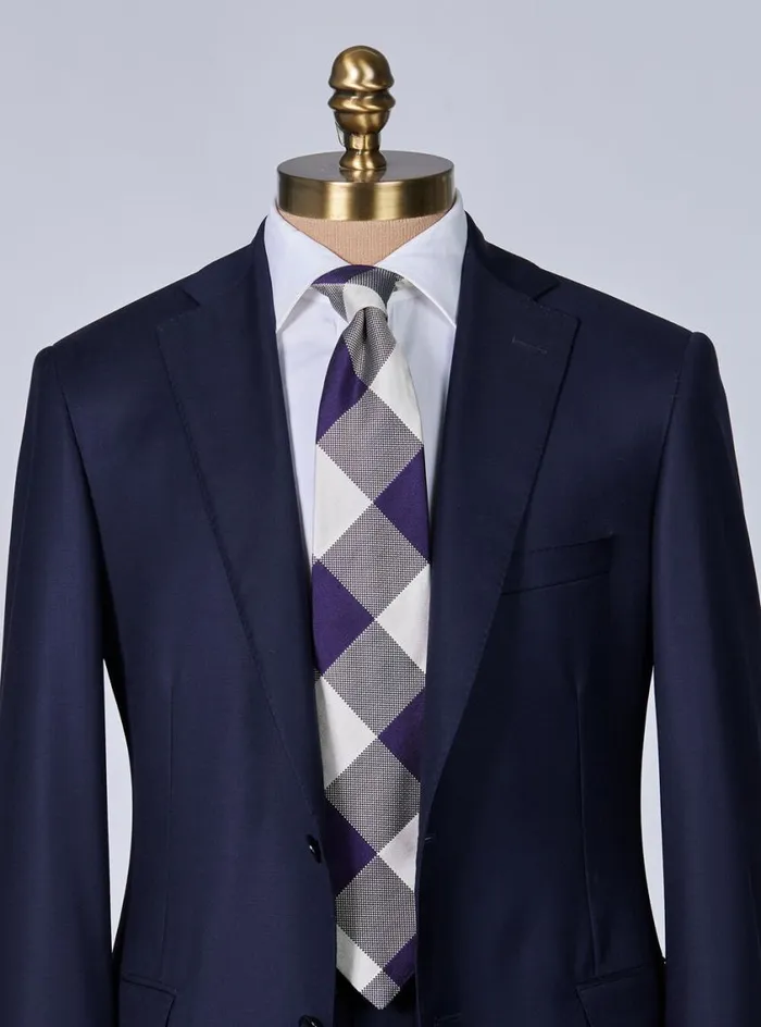 Men Paul Stuart Ties Woven Silk Oversized Check Tie Purple