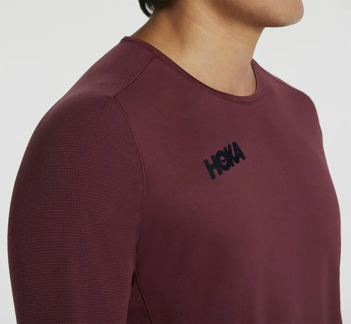Men Performance Long Sleeve Cordovan HOKA ONE ONE Tops