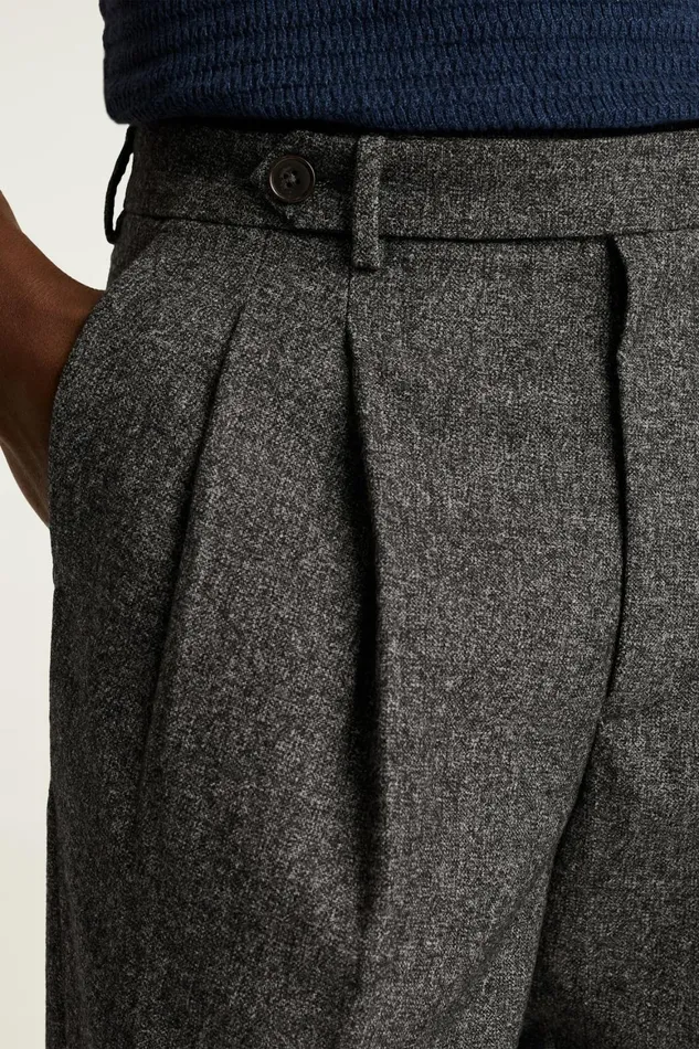 Men Pleated Wool Trouser Heather Charcoal Bonobos Chinos