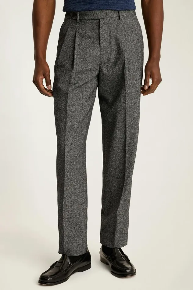 Men Pleated Wool Trouser Heather Charcoal Bonobos Chinos
