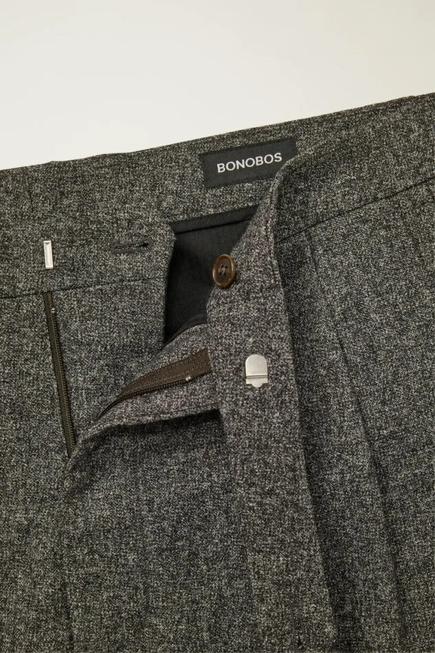Men Pleated Wool Trouser Heather Charcoal Bonobos Chinos