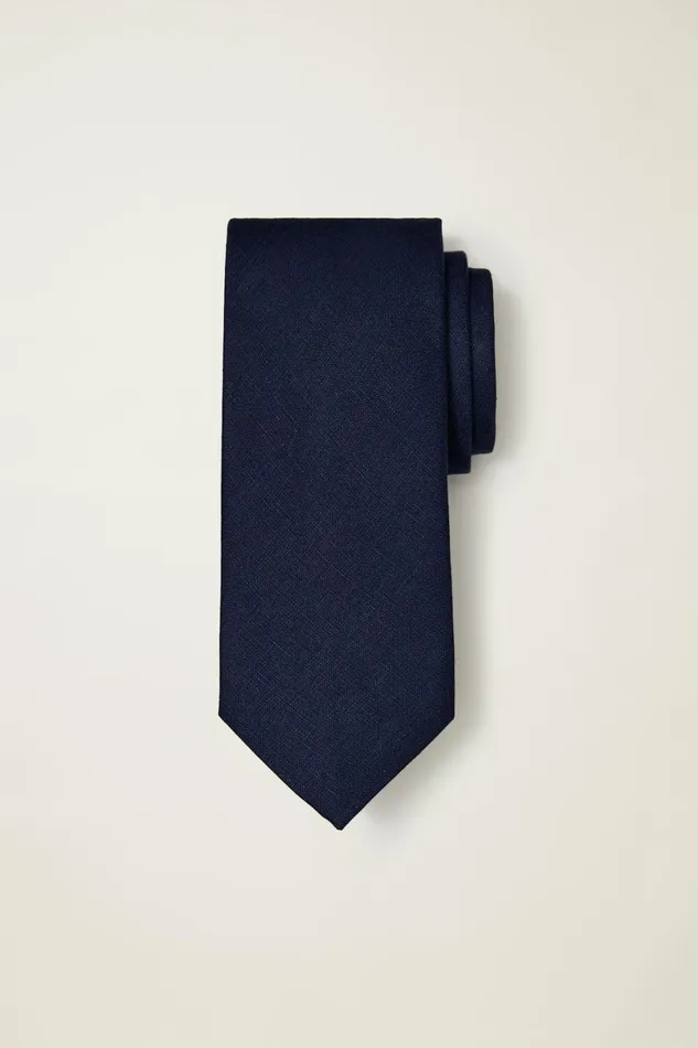 Men Premium Necktie Navy Linen Bonobos Ties and Pocket Squares