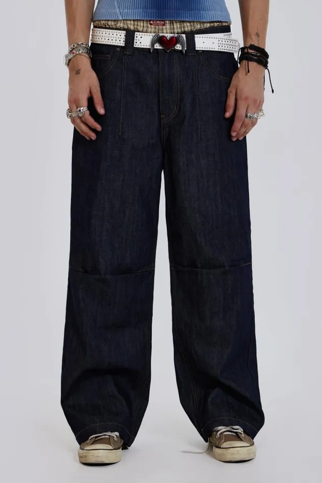 Men Raw Denim Razor Jeans Jaded London Baggy Jeans