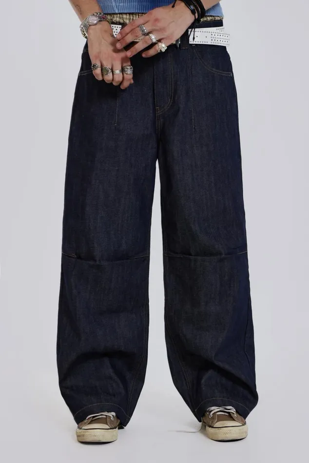 Men Raw Denim Razor Jeans Jaded London Baggy Jeans
