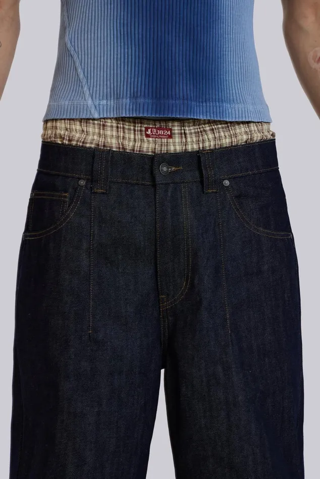 Men Raw Denim Razor Jeans Jaded London Baggy Jeans