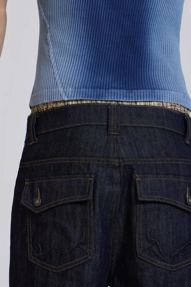 Men Raw Denim Razor Jeans Jaded London Baggy Jeans