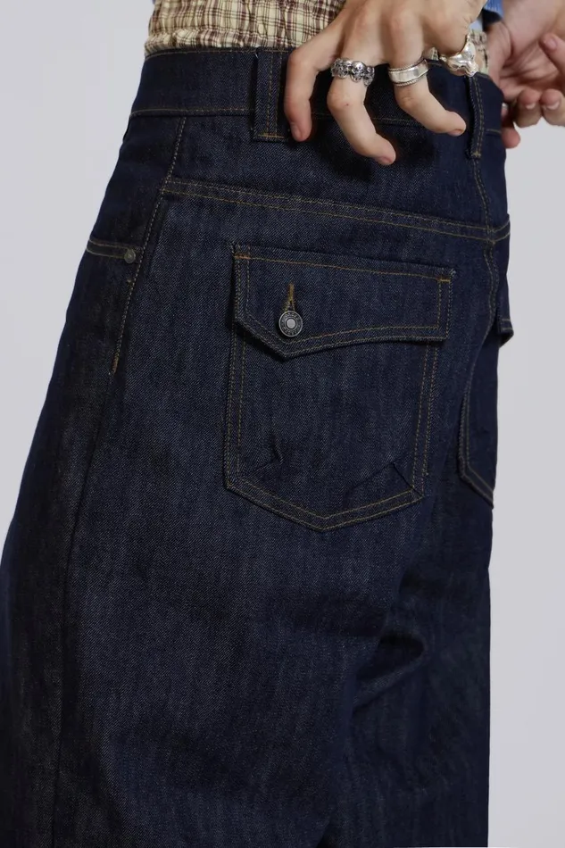 Men Raw Denim Razor Jeans Jaded London Baggy Jeans