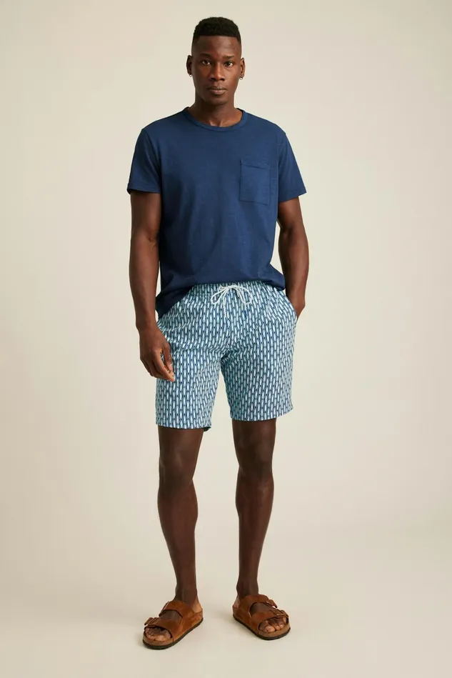Men Riviera Recycled Swim Trunks Blue Surfboard Geo Bonobos Swim Trunks