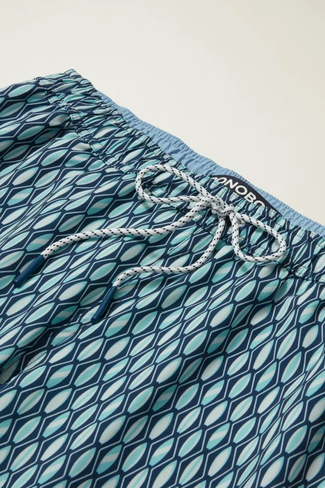 Men Riviera Recycled Swim Trunks Blue Surfboard Geo Bonobos Swim Trunks