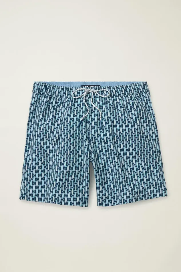 Men Riviera Recycled Swim Trunks Blue Surfboard Geo Bonobos Swim Trunks