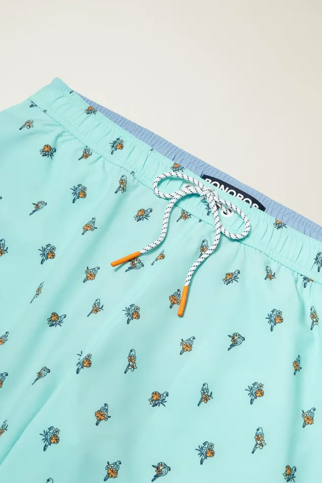 Men Riviera Recycled Swim Trunks Free As A Bird Light Blue Bonobos Swim Trunks