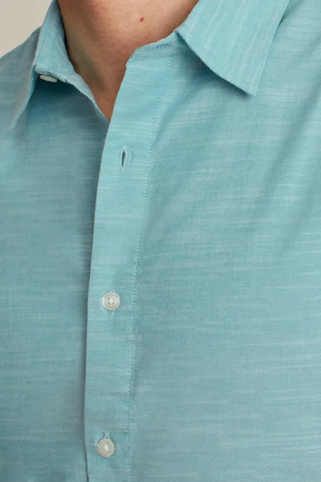 Men Riviera Short Sleeve Shirt Aqua Textured Slub Bonobos Casual Shirts