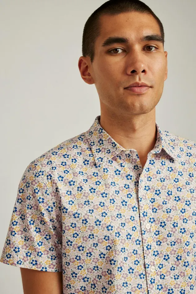 Men Riviera Short Sleeve Shirt Dusky Floral Bonobos Casual Shirts