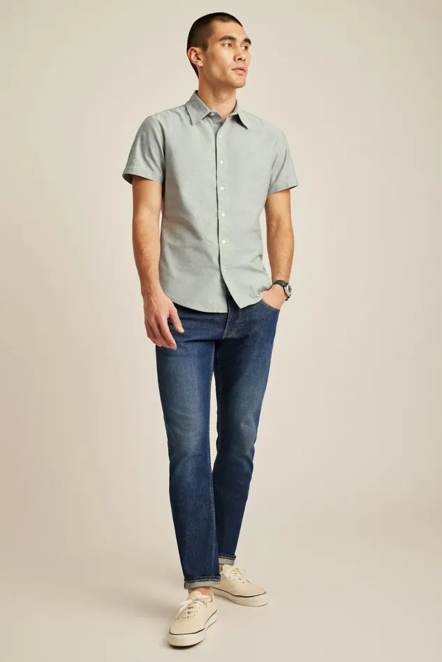 Men Riviera Short Sleeve Shirt Green Sage Oxford Bonobos Casual Shirts