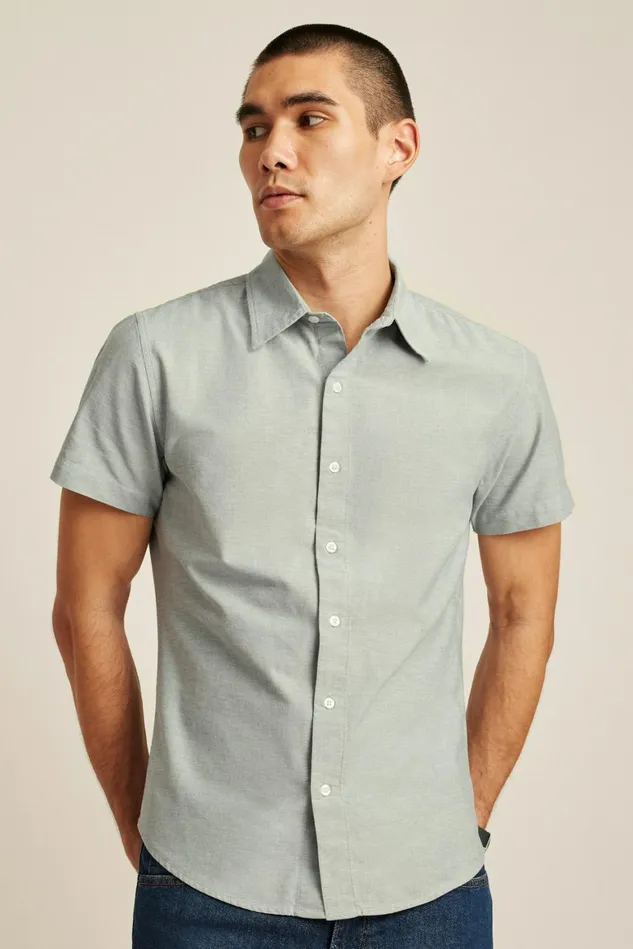 Men Riviera Short Sleeve Shirt Green Sage Oxford Bonobos Casual Shirts