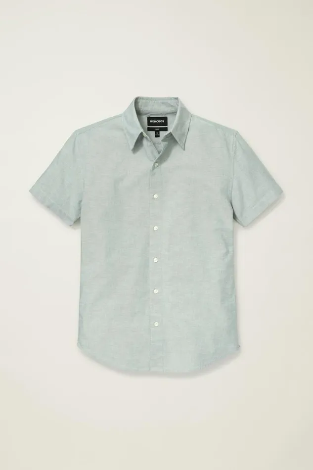 Men Riviera Short Sleeve Shirt Green Sage Oxford Bonobos Casual Shirts