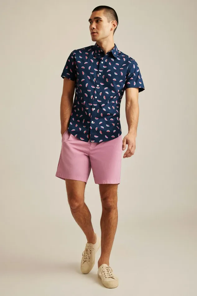 Men Riviera Short Sleeve Shirt Painted Watermelon Toss Bonobos Casual Shirts