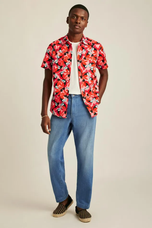 Men Riviera Short Sleeve Shirt Toot Toot Toucan Red Bonobos Casual Shirts