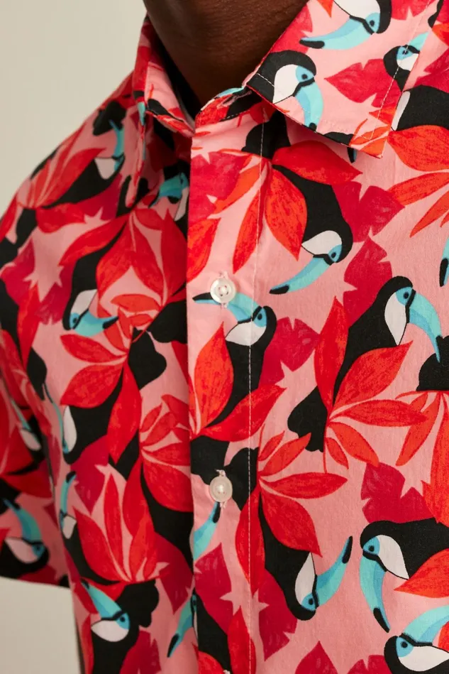 Men Riviera Short Sleeve Shirt Toot Toot Toucan Red Bonobos Casual Shirts
