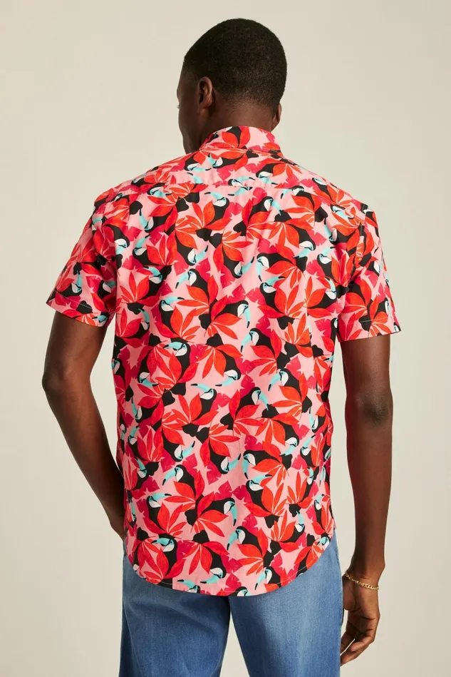 Men Riviera Short Sleeve Shirt Toot Toot Toucan Red Bonobos Casual Shirts