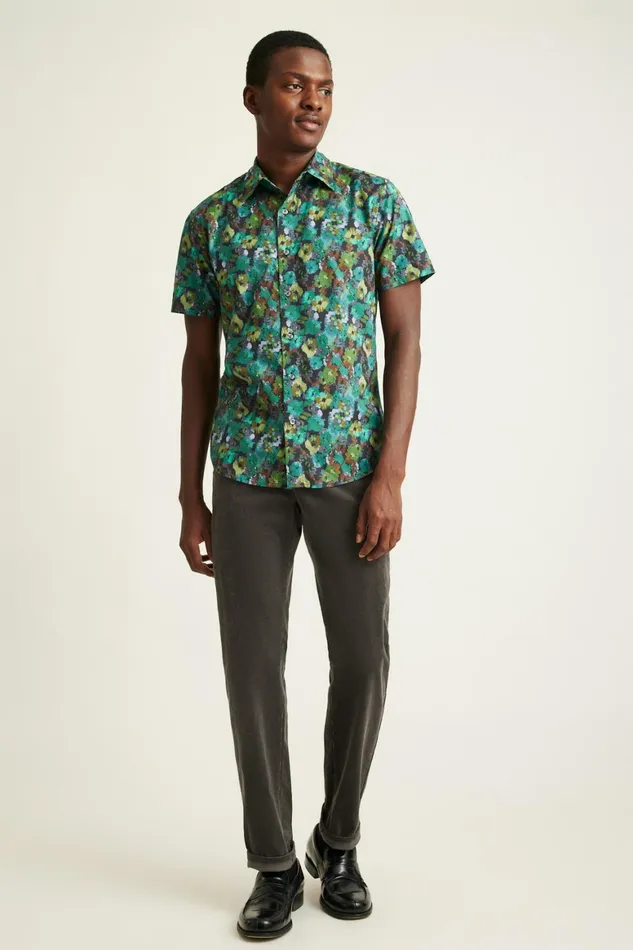 Men Riviera Short Sleeve Shirt Wilderness Floral Bonobos Casual Shirts