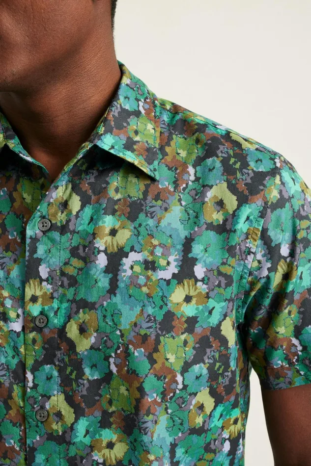 Men Riviera Short Sleeve Shirt Wilderness Floral Bonobos Casual Shirts