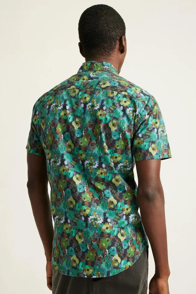Men Riviera Short Sleeve Shirt Wilderness Floral Bonobos Casual Shirts