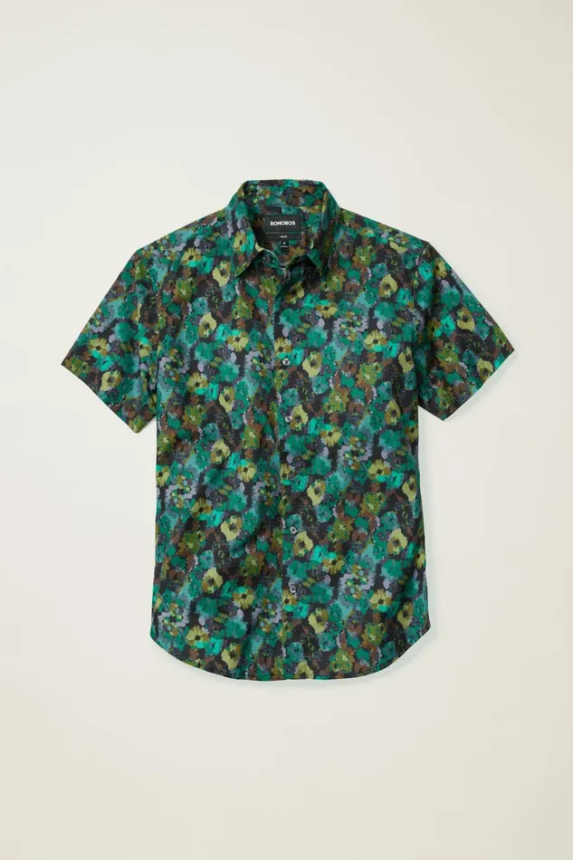 Men Riviera Short Sleeve Shirt Wilderness Floral Bonobos Casual Shirts