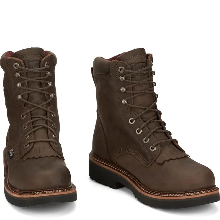 MEN Rivot 8034 Lace Up Hickory Brown Justin Boots Work