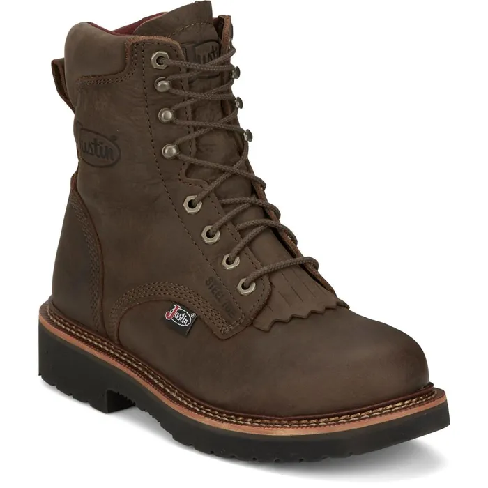 MEN Rivot 8034 Lace Up Hickory Brown Justin Boots Work