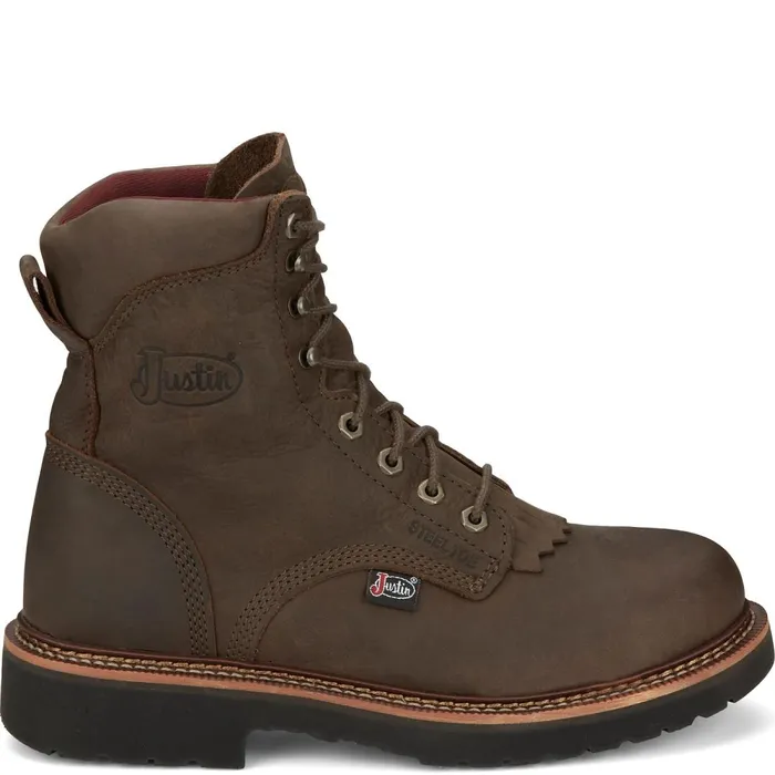 MEN Rivot 8034 Lace Up Hickory Brown Justin Boots Work