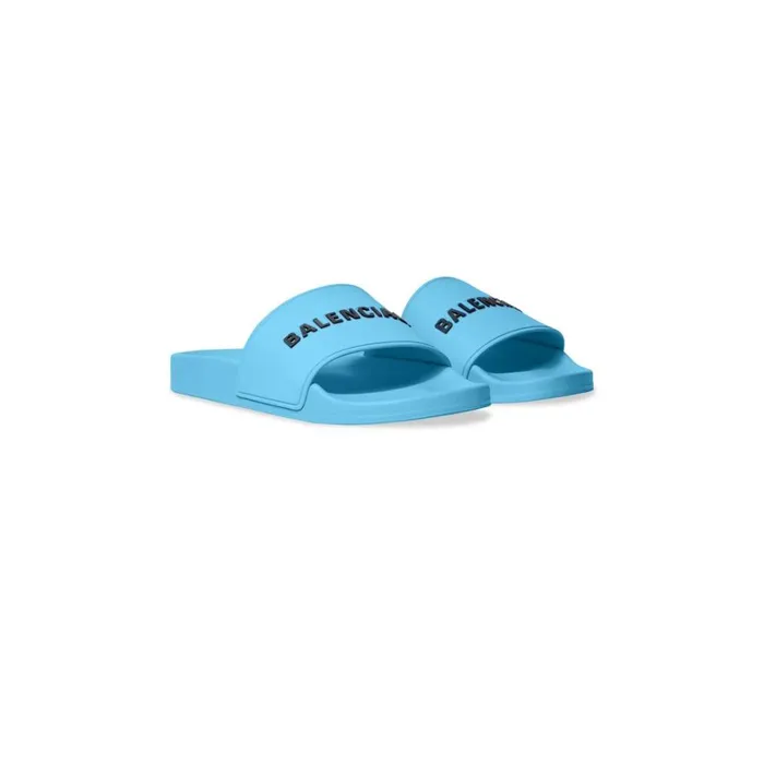 Men Sandals and Mules Balenciaga Pool Slide Sandal In Blue Sky