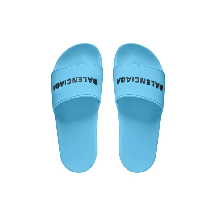 Men Sandals and Mules Balenciaga Pool Slide Sandal In Blue Sky
