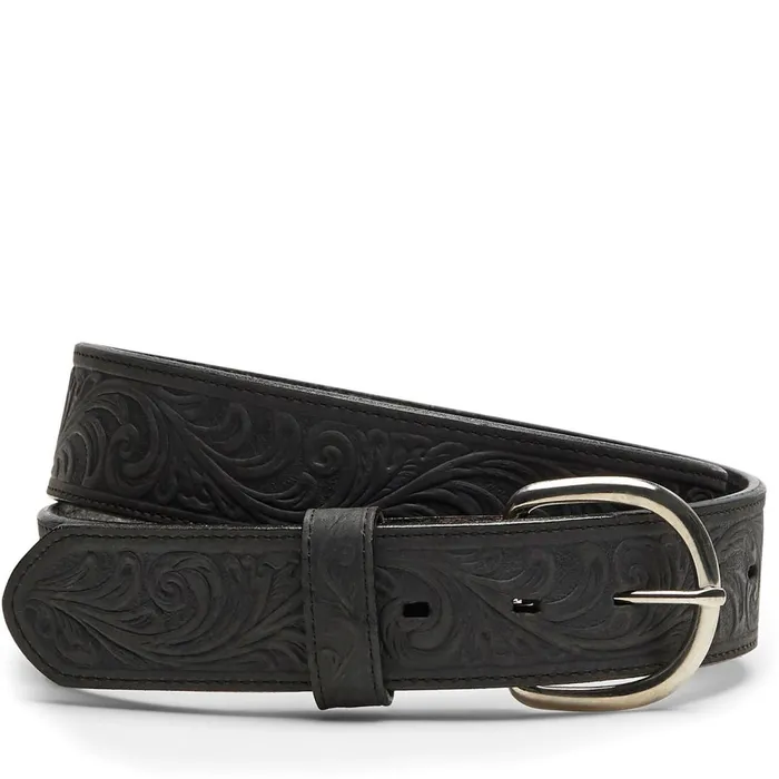 MEN Scroll Tooled Belt Black Justin Boots Belts