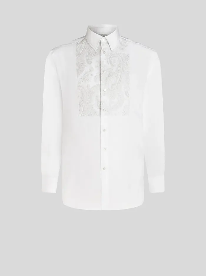 Men Shirt With Embroidered Plastron Etro Shirts