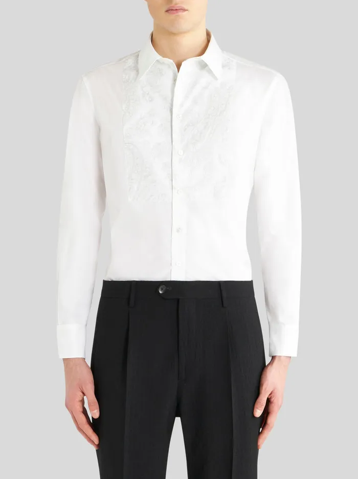 Men Shirt With Embroidered Plastron Etro Shirts