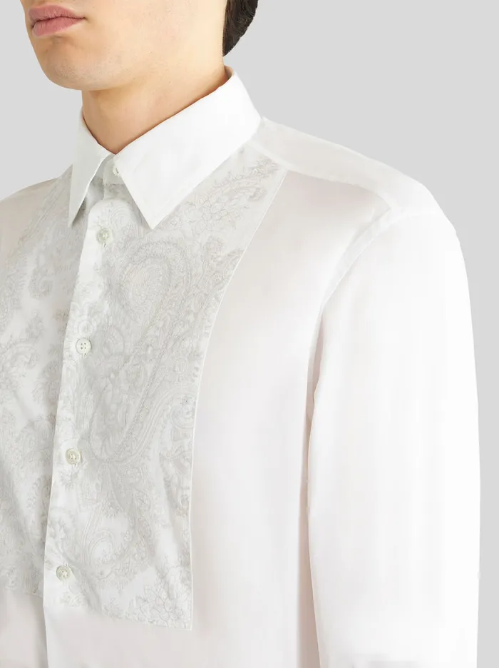 Men Shirt With Embroidered Plastron Etro Shirts