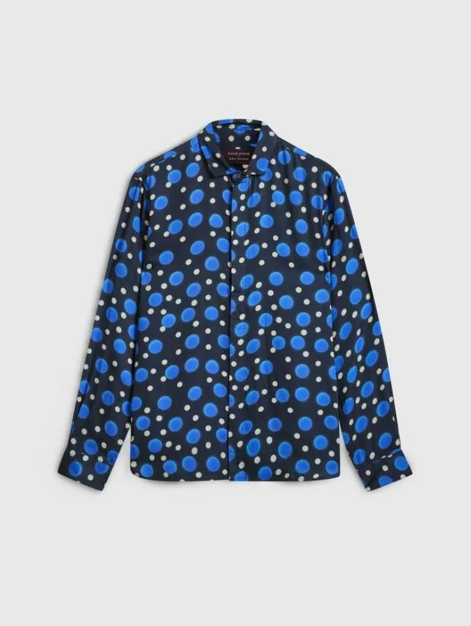 Men Shirts John Varvatos BOWIE GEOMETRIC SHIRT Navy