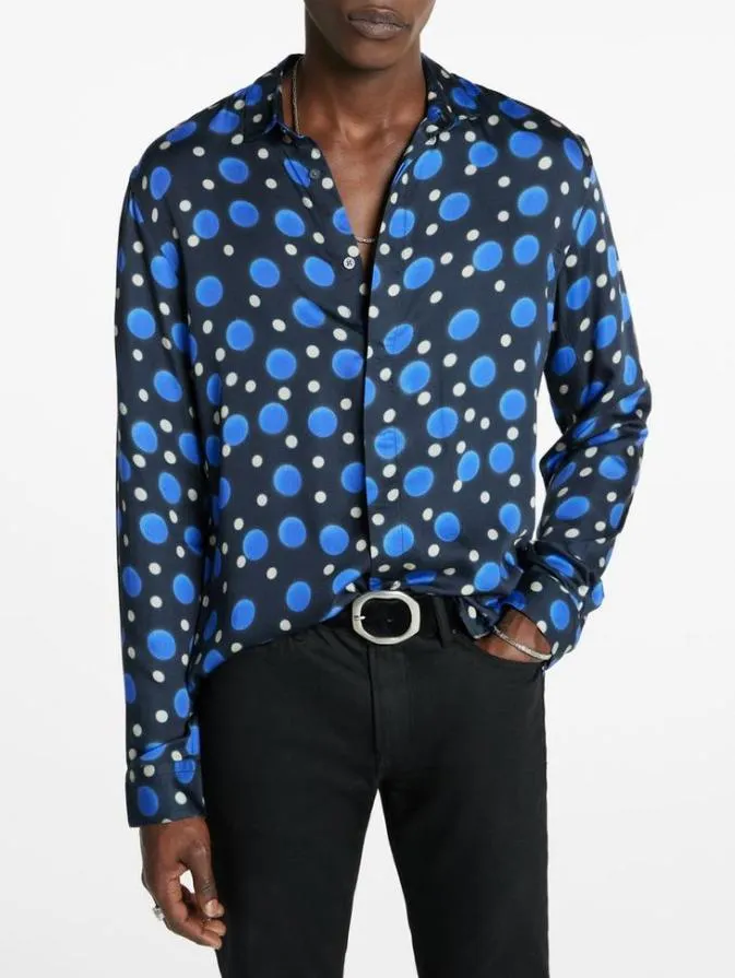 Men Shirts John Varvatos BOWIE GEOMETRIC SHIRT Navy