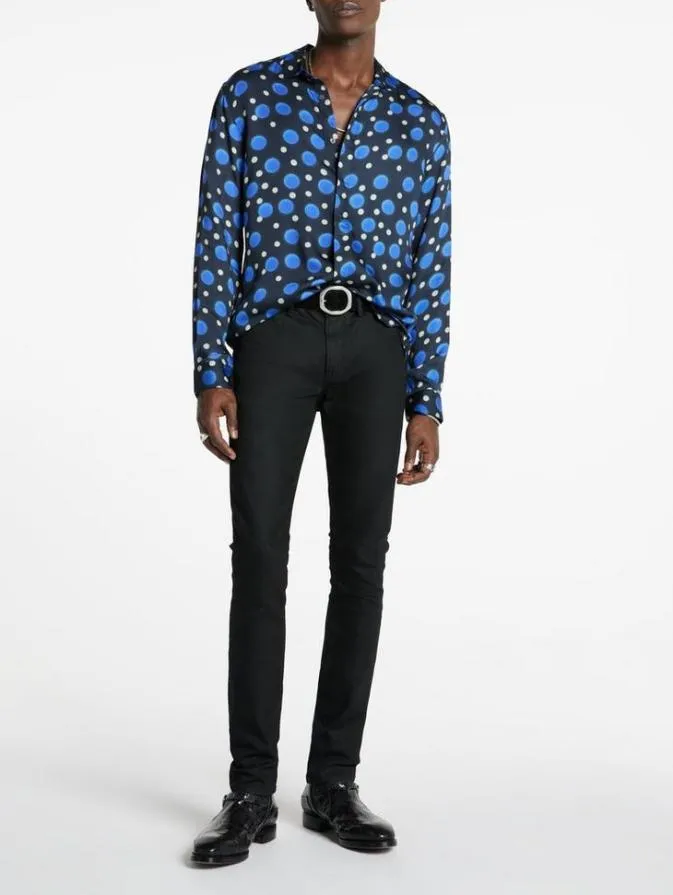 Men Shirts John Varvatos BOWIE GEOMETRIC SHIRT Navy
