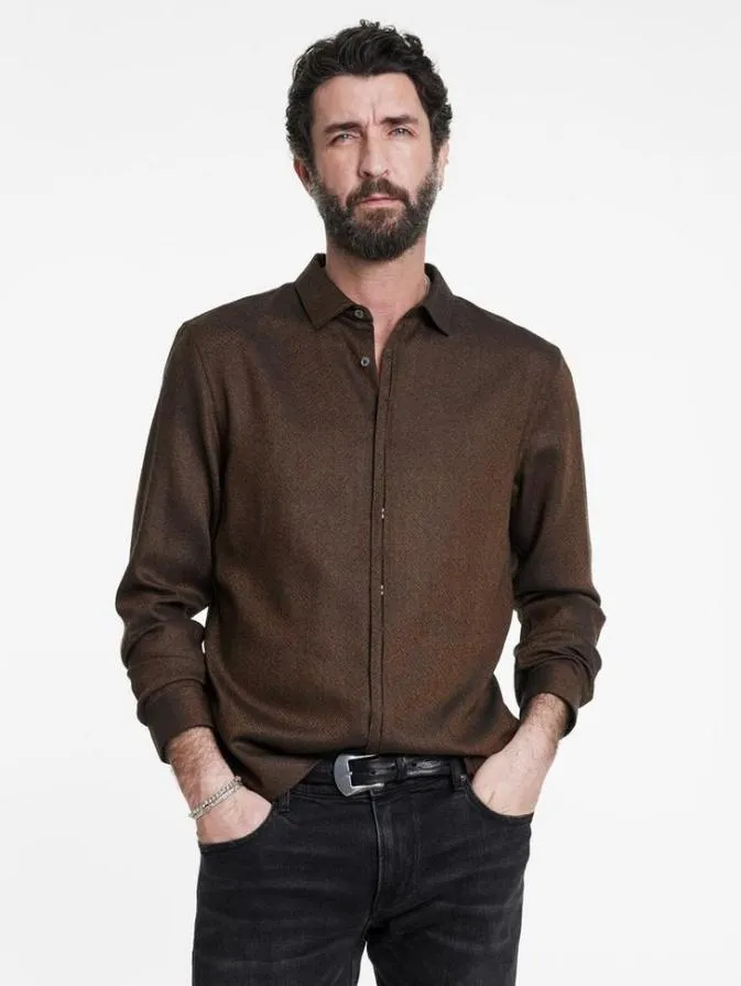 Men Shirts John Varvatos HICKORY SHIRT Lt Chocolate