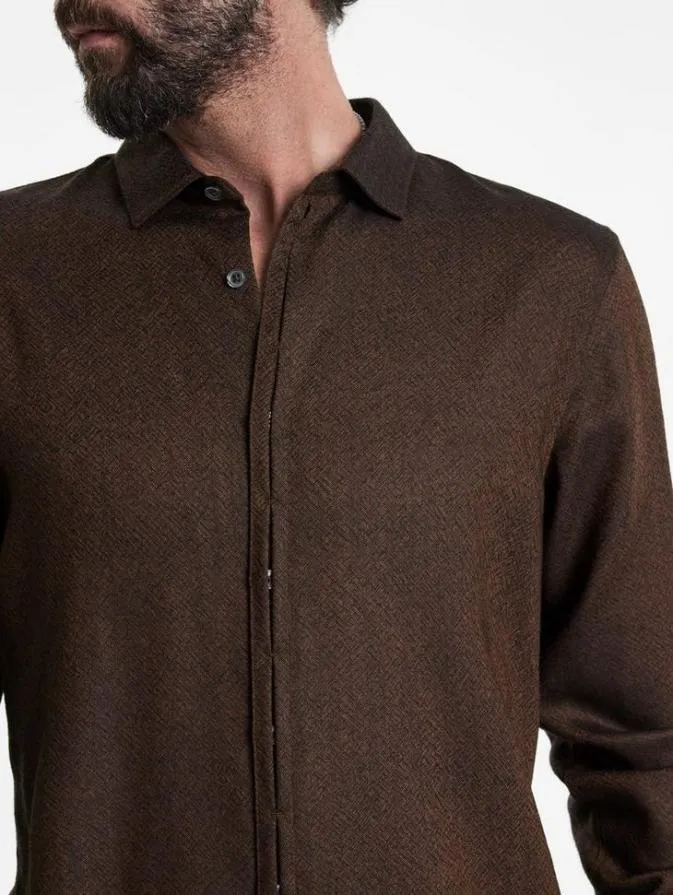 Men Shirts John Varvatos HICKORY SHIRT Lt Chocolate