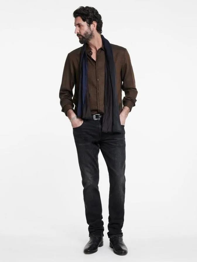 Men Shirts John Varvatos HICKORY SHIRT Lt Chocolate