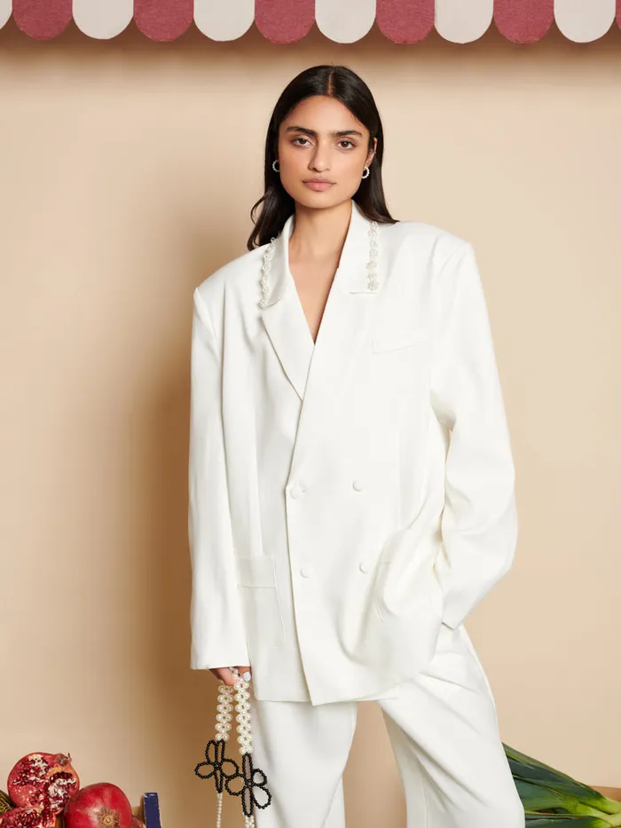 Men Sister Jane Jackets Harlow Pearl Blazer Pearl Ivory