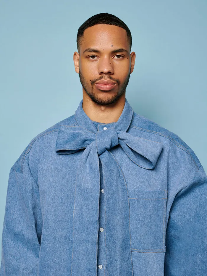 Men Sister Jane Shirts Lincoln Denim Bow Shirt Washed Denim