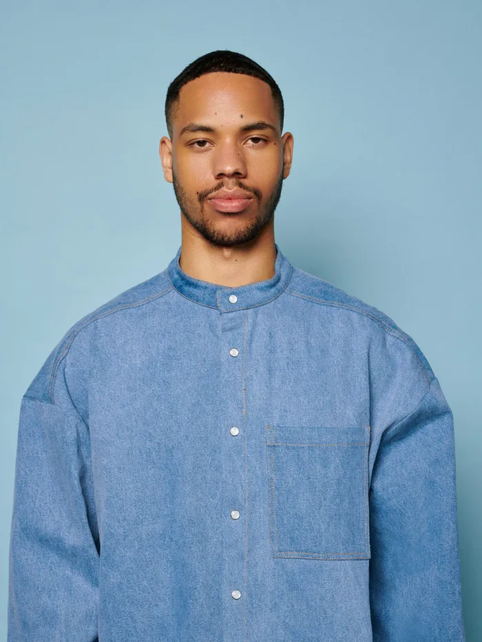 Men Sister Jane Shirts Lincoln Denim Bow Shirt Washed Denim